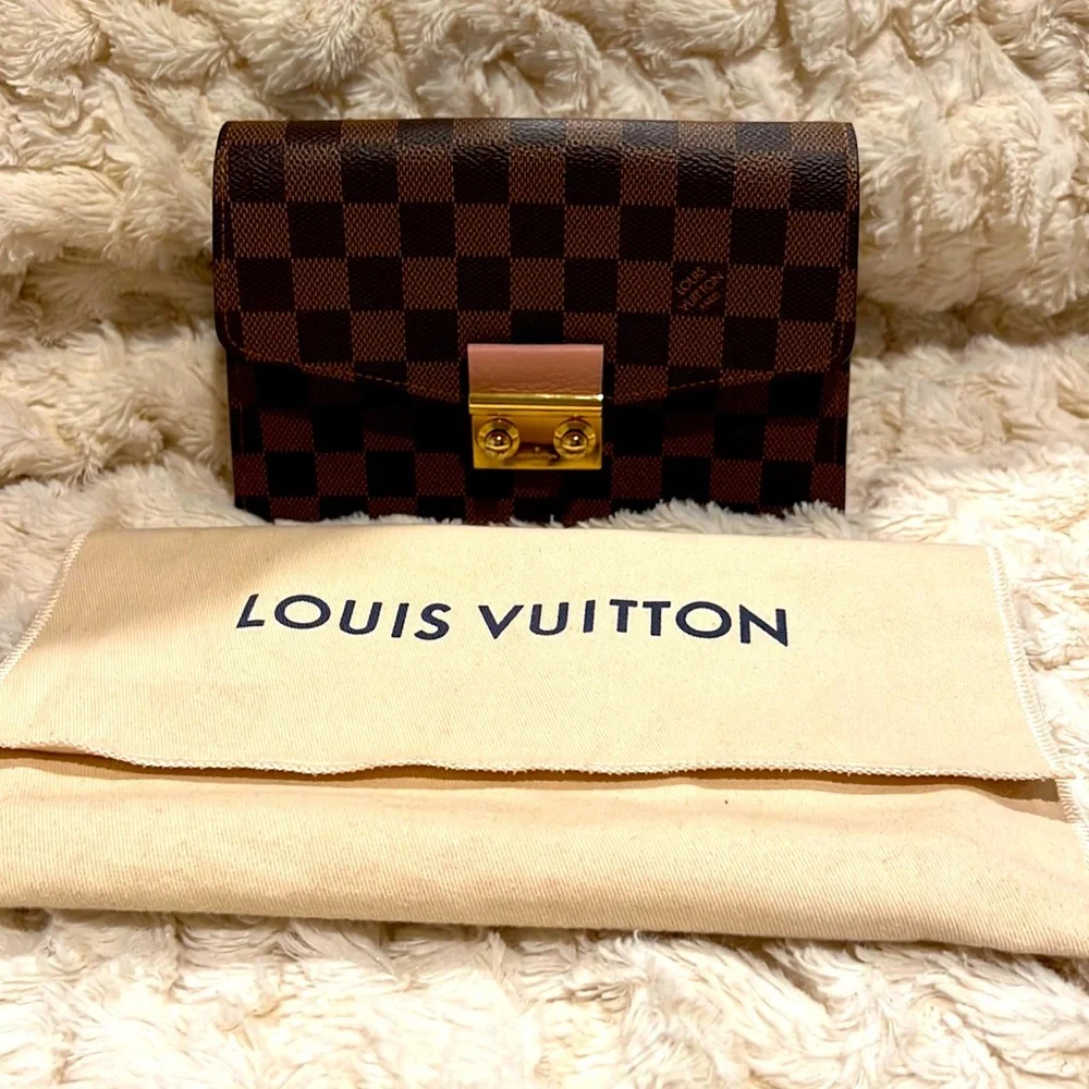 Louis Vuitton Croisette Chain Wallet Crossbody Bag Rose Ballerine Pink i…